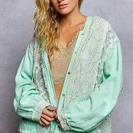 POL Exposed Seam Button Down Hooded Jacket with Lace Detail-Jacket-Trendsi-[option4]-[option5]-[option6]-[option7]-[option8]-Shop-Boutique-Clothing-for-Women-Online