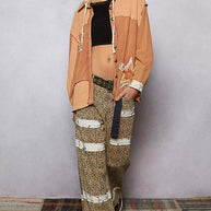 POL Button Down Hooded Jacket with with Star Patch Pattern-Coats & Jackets-Trendsi-[option4]-[option5]-[option6]-[option7]-[option8]-Shop-Boutique-Clothing-for-Women-Online