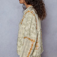 POL Raw Hem Zip Up Floral Jacket with Plaid and Crochet Patch-Jacket-Trendsi-[option4]-[option5]-[option6]-[option7]-[option8]-Shop-Boutique-Clothing-for-Women-Online