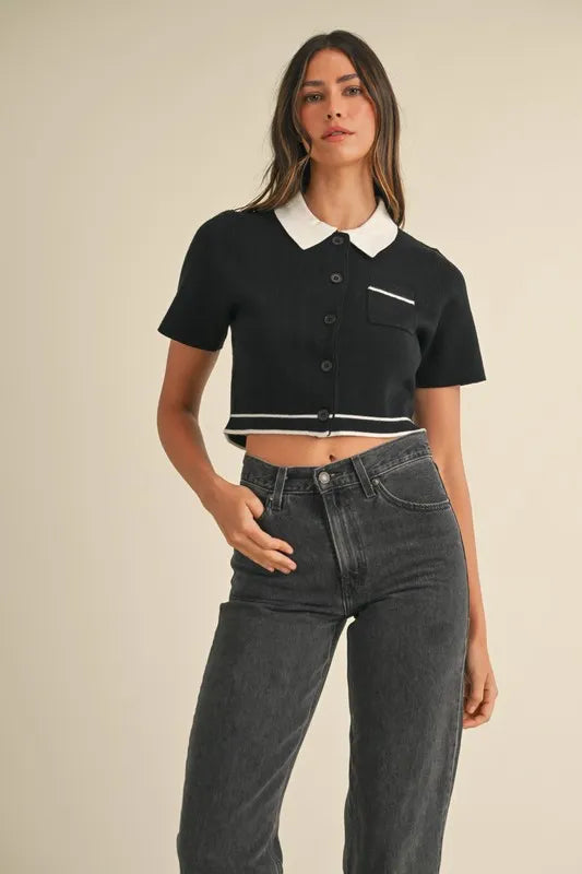 MABLE Button Down Contrast Collared Knit Cardigan-Crop Tops-Trendsi-[option4]-[option5]-[option6]-[option7]-[option8]-Shop-Boutique-Clothing-for-Women-Online