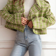 Plaid Lapel Collar Cropped Outerwear-jacket-Trendsi-[option4]-[option5]-[option6]-[option7]-[option8]-Shop-Boutique-Clothing-for-Women-Online