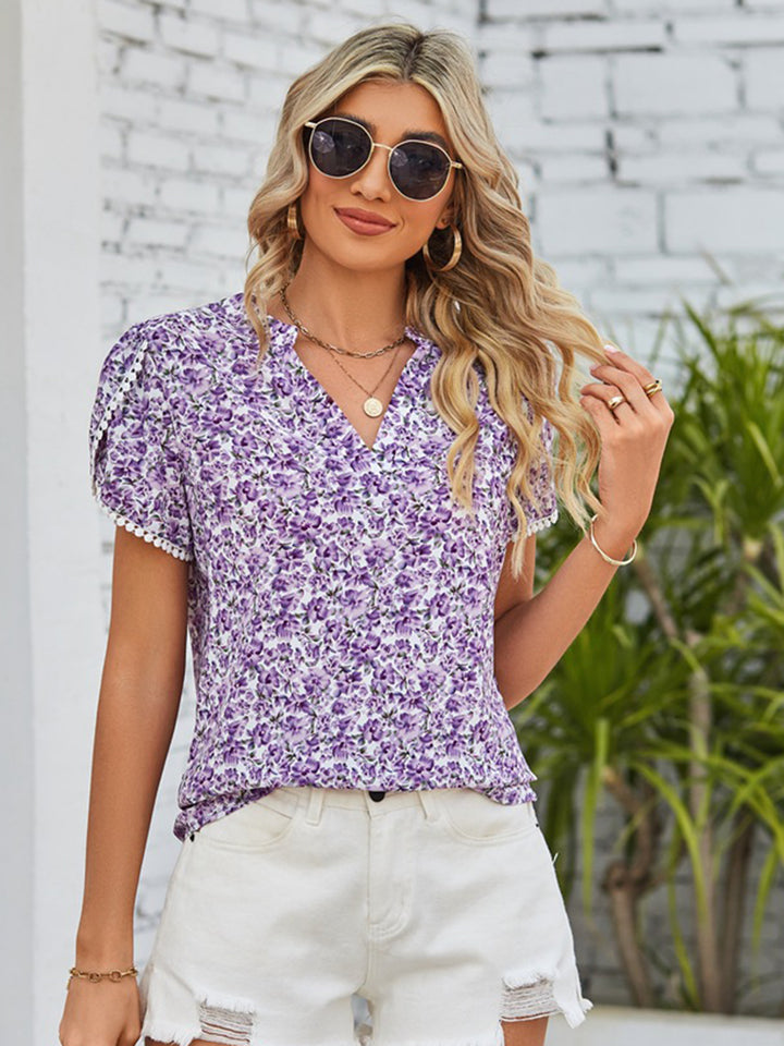 Double Take Floral Notched Neck Blouse-Trendsi-[option4]-[option5]-[option6]-[option7]-[option8]-Shop-Boutique-Clothing-for-Women-Online