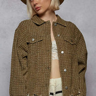 POL Raw Hem Button Up Jacket with Chest Pockets-Jacket-Trendsi-[option4]-[option5]-[option6]-[option7]-[option8]-Shop-Boutique-Clothing-for-Women-Online