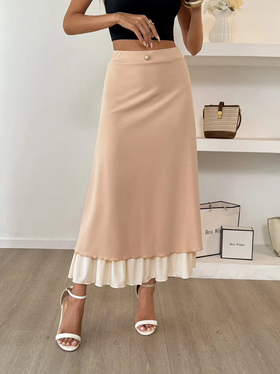 Layered Midi Skirt with Contrast Hem Detail-Skirts-Trendsi-[option4]-[option5]-[option6]-[option7]-[option8]-Shop-Boutique-Clothing-for-Women-Online