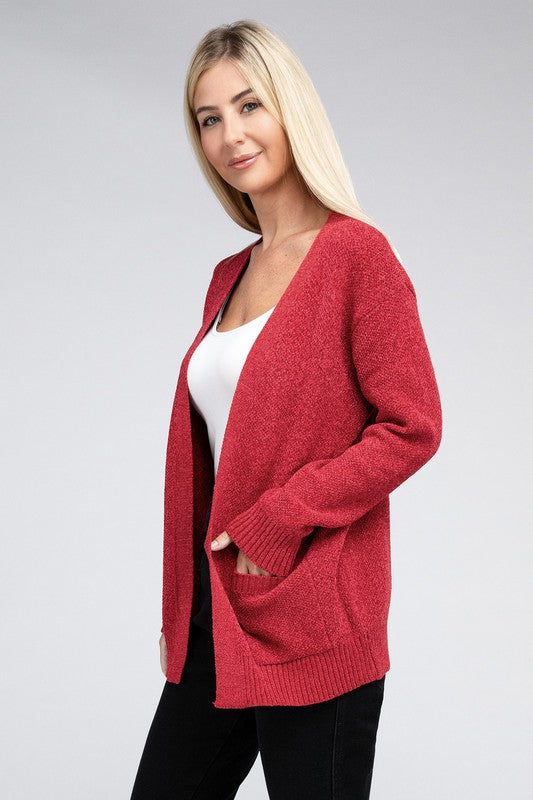 Zenana Melange Open Front Sweater Cardigan-ZENANA-[option4]-[option5]-[option6]-[option7]-[option8]-Shop-Boutique-Clothing-for-Women-Online