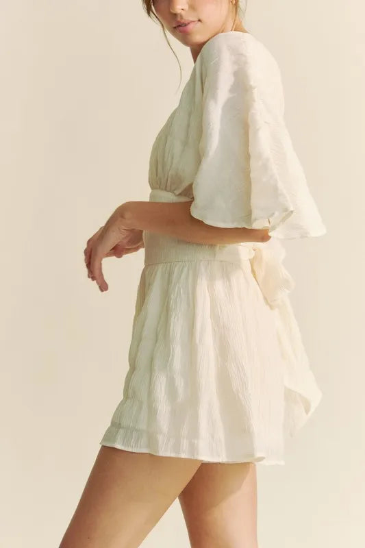 Davi & Dani Batwing Sleeve Waist Belt Romper-Jumpsuits & Rompers-Trendsi-[option4]-[option5]-[option6]-[option7]-[option8]-Shop-Boutique-Clothing-for-Women-Online