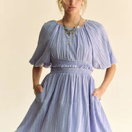 Davi & Dani Back Button Puff Sleeve Mini Dress-Dresses-Trendsi-[option4]-[option5]-[option6]-[option7]-[option8]-Shop-Boutique-Clothing-for-Women-Online