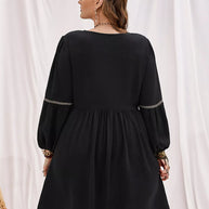 Plus Size Notched Balloon Sleeve Mini Dress-Dresses-Trendsi-[option4]-[option5]-[option6]-[option7]-[option8]-Shop-Boutique-Clothing-for-Women-Online