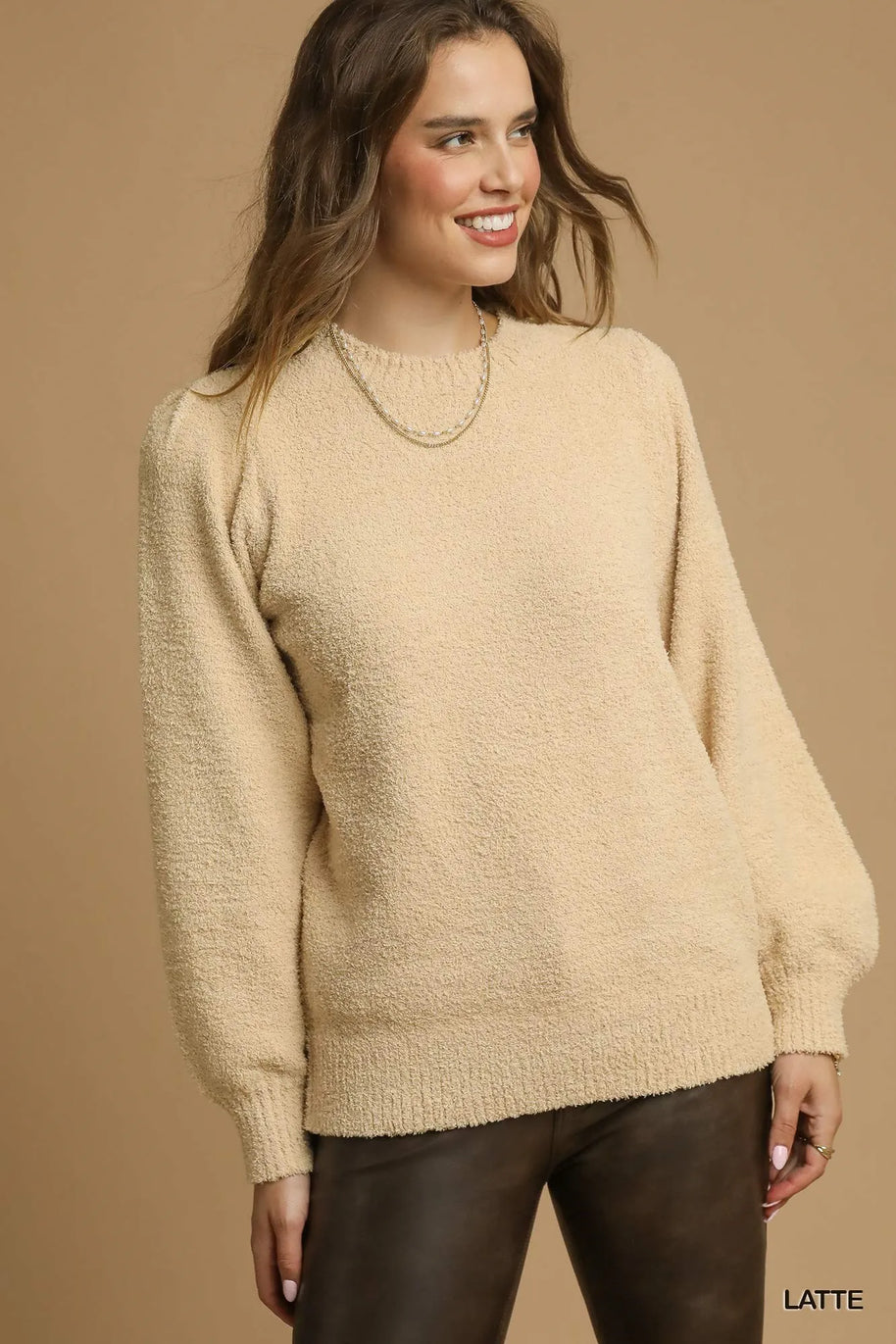 Umgee Textured Long Sleeve Sweater with Ribbed Trim-Sweaters-Trendsi-[option4]-[option5]-[option6]-[option7]-[option8]-Shop-Boutique-Clothing-for-Women-Online