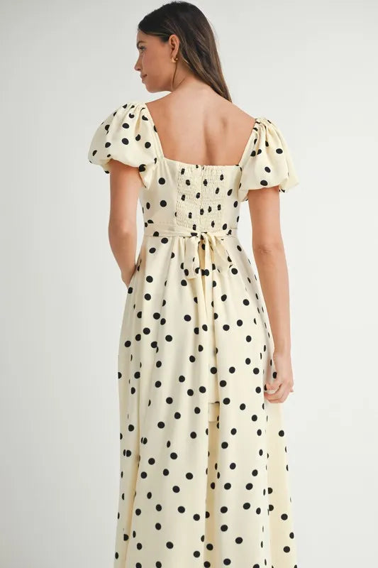 MABLE Polka Dot Puff Sleeve Midi Dress-Dresses-Trendsi-[option4]-[option5]-[option6]-[option7]-[option8]-Shop-Boutique-Clothing-for-Women-Online