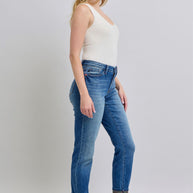 Judy Blue Plaid Print Cuff Boyfriend Fit Jeans-Trendsi-[option4]-[option5]-[option6]-[option7]-[option8]-Shop-Boutique-Clothing-for-Women-Online