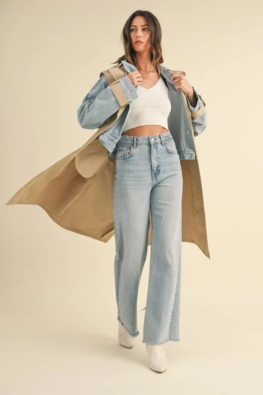 MABLE Layered Look Trench Coat With Denim Jacket-Coats & Jackets-Trendsi-[option4]-[option5]-[option6]-[option7]-[option8]-Shop-Boutique-Clothing-for-Women-Online