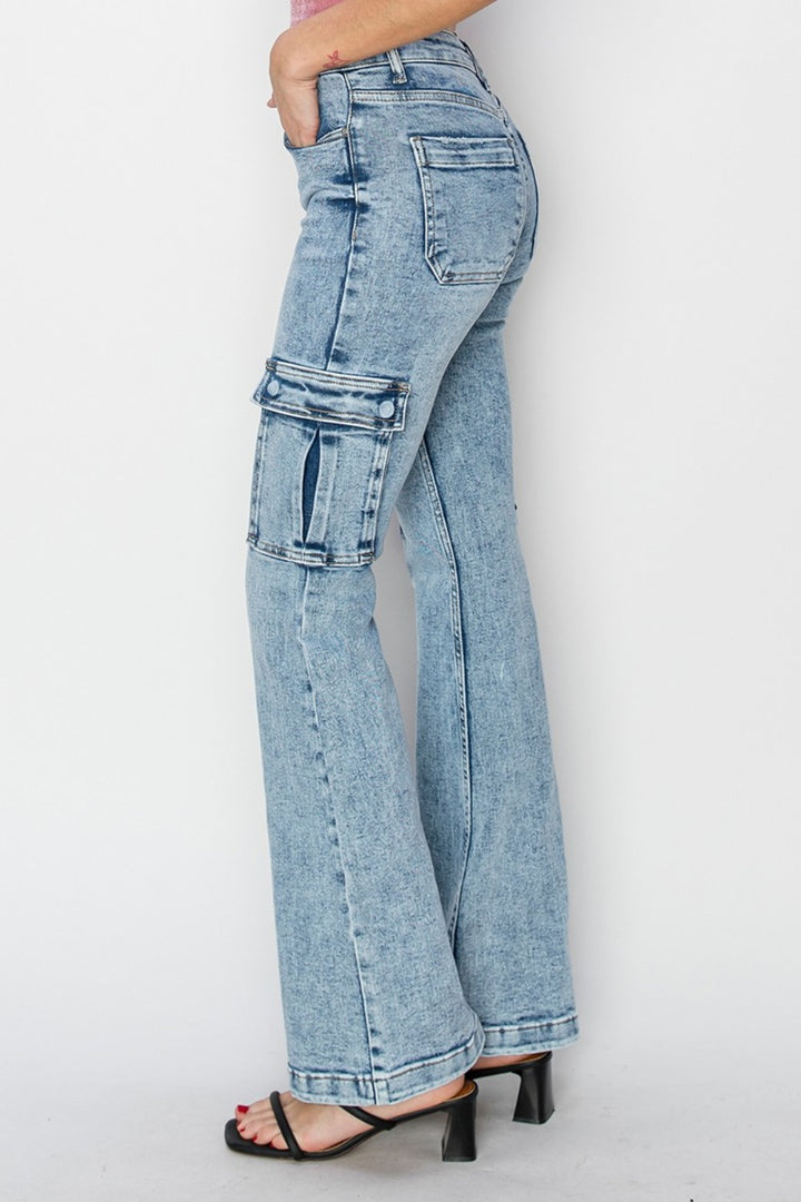 RISEN High Rise Cargo Flare Jeans-Trendsi-[option4]-[option5]-[option6]-[option7]-[option8]-Shop-Boutique-Clothing-for-Women-Online