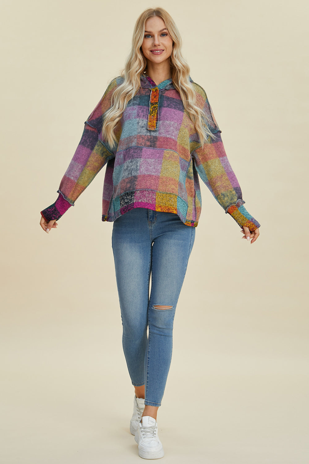 Double Take Plaid Dropped Shoulder Hoodie-Trendsi-[option4]-[option5]-[option6]-[option7]-[option8]-Shop-Boutique-Clothing-for-Women-Online