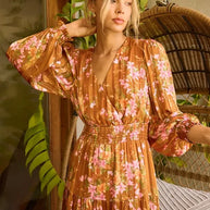 Mittoshop Flower Print Satin Lurex Stripe Smocked Midi Dress-Dresses-Trendsi-[option4]-[option5]-[option6]-[option7]-[option8]-Shop-Boutique-Clothing-for-Women-Online