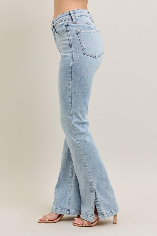 Judy Blue Tummy Control Vintage Wash Side Slit Slim Boot Jeans-Trendsi-[option4]-[option5]-[option6]-[option7]-[option8]-Shop-Boutique-Clothing-for-Women-Online