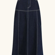 High-Waist Side Slit Contrast Stitch Denim Maxi Skirt-Skirts-Trendsi-[option4]-[option5]-[option6]-[option7]-[option8]-Shop-Boutique-Clothing-for-Women-Online