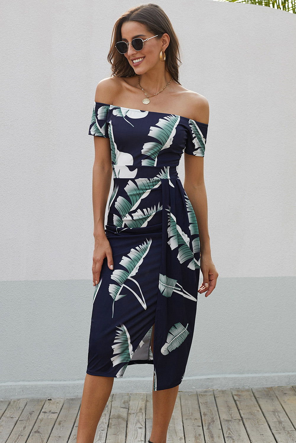 Printed Off-Shoulder Split Dress-Trendsi-Dark Navy-S-[option4]-[option5]-[option6]-[option7]-[option8]-Shop-Boutique-Clothing-for-Women-Online