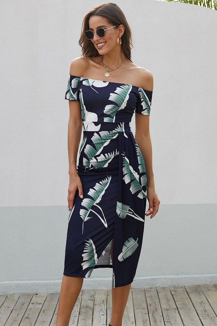 Printed Off-Shoulder Split Dress-Trendsi-Dark Navy-S-[option4]-[option5]-[option6]-[option7]-[option8]-Shop-Boutique-Clothing-for-Women-Online