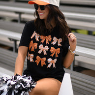 Orange and White Bows Tee-P&PD Wholesale-[option4]-[option5]-[option6]-[option7]-[option8]-Shop-Boutique-Clothing-for-Women-Online