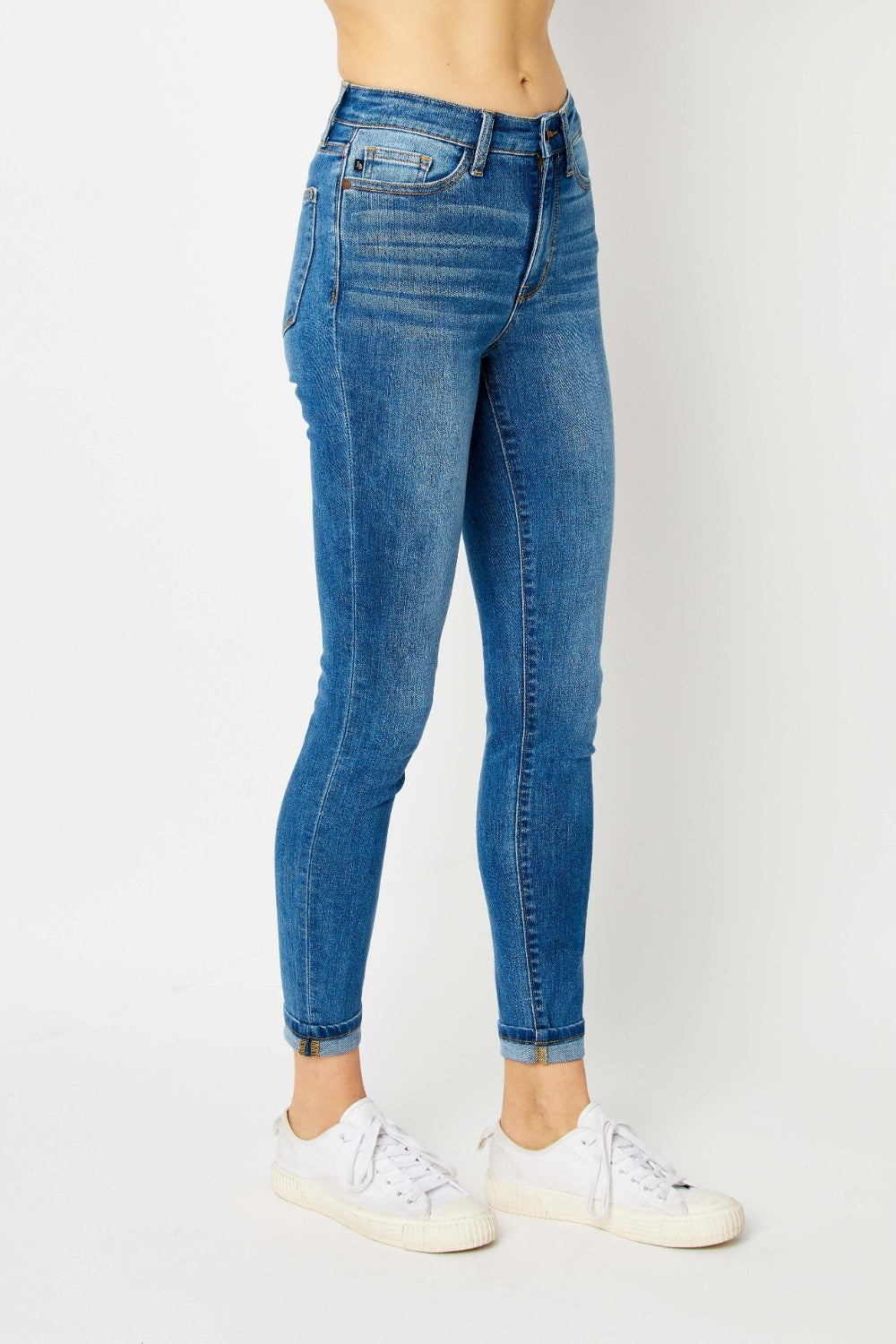 Judy Blue Cuffed Hem Skinny Jeans-Trendsi-[option4]-[option5]-[option6]-[option7]-[option8]-Shop-Boutique-Clothing-for-Women-Online