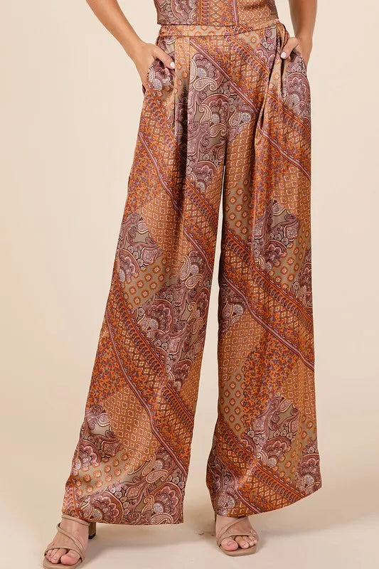Mittoshop Paisley Patchwork Print Satin Wide Leg Pants-pants-Trendsi-Hazelnut-S-[option4]-[option5]-[option6]-[option7]-[option8]-Shop-Boutique-Clothing-for-Women-Online