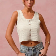 SO ME Chevron Pattern Buttoned Front Lightweight Tank Top-Tank Tops & Camis-Trendsi-[option4]-[option5]-[option6]-[option7]-[option8]-Shop-Boutique-Clothing-for-Women-Online