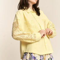 J.NNA Button Down Lace Long Sleeve Waffle Shirt-Blouses-Trendsi-[option4]-[option5]-[option6]-[option7]-[option8]-Shop-Boutique-Clothing-for-Women-Online