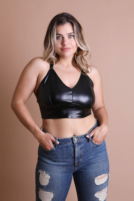 Faux Leather Longline Bralette Plus Size-Leto Accessories-[option4]-[option5]-[option6]-[option7]-[option8]-Shop-Boutique-Clothing-for-Women-Online