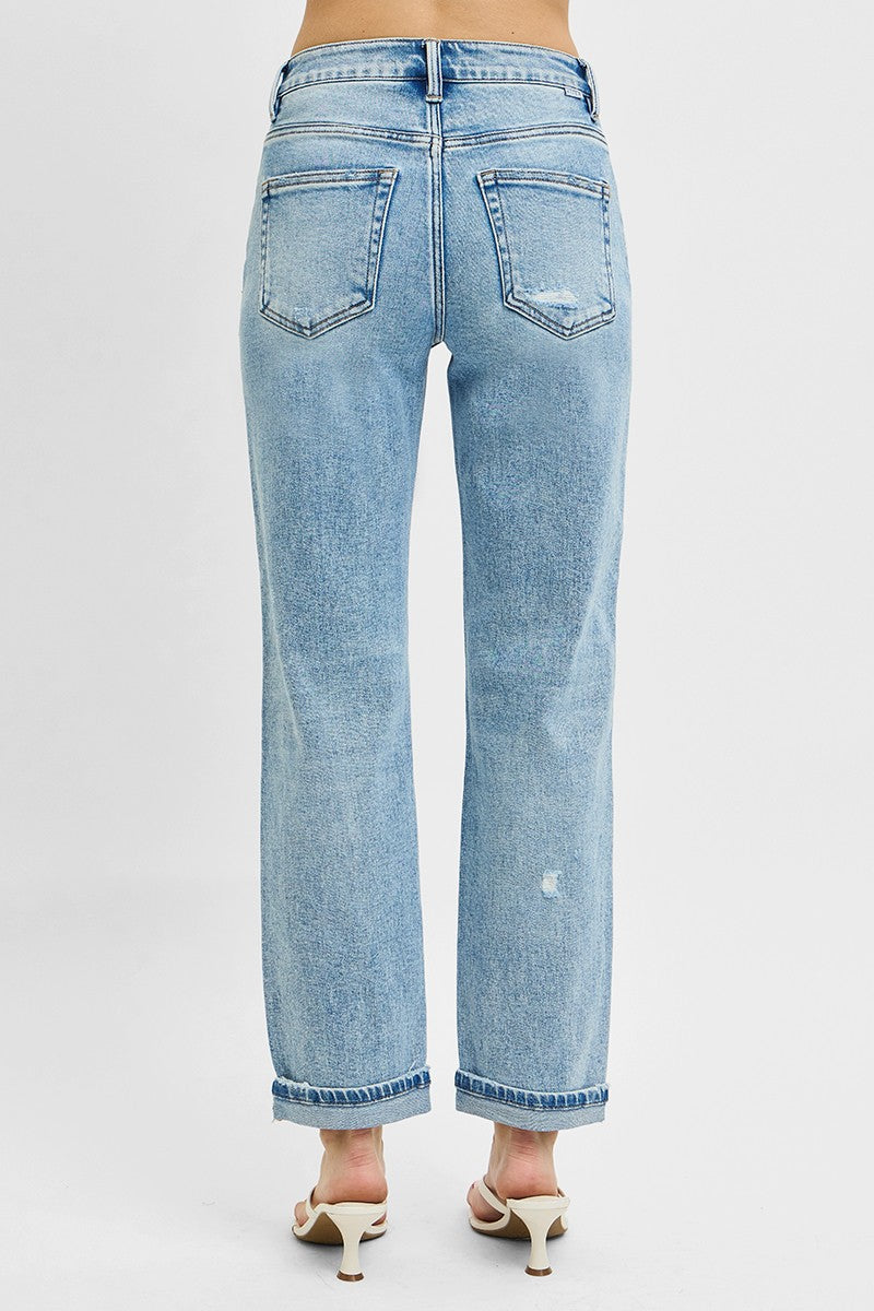 RISEN High Rise Ankle Boyfriend Distressed Jeans-Trendsi-[option4]-[option5]-[option6]-[option7]-[option8]-Shop-Boutique-Clothing-for-Women-Online