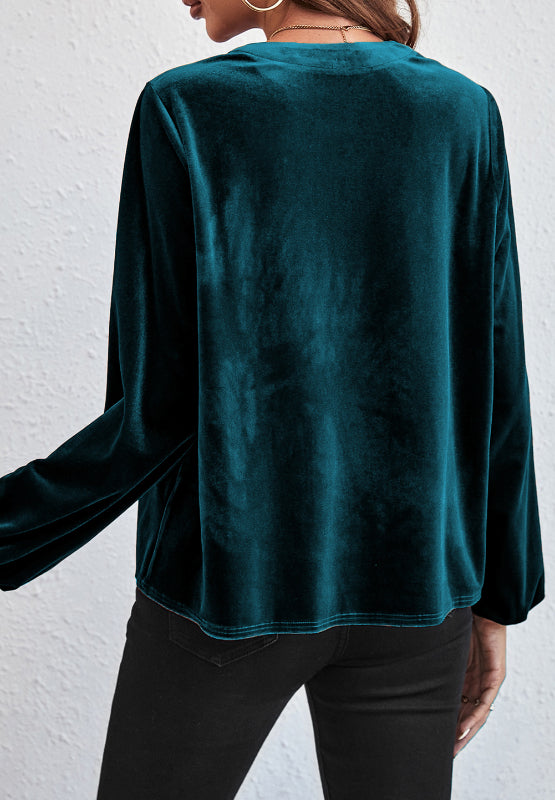 Notched Long Sleeve Velvet Top-Trendsi-[option4]-[option5]-[option6]-[option7]-[option8]-Shop-Boutique-Clothing-for-Women-Online