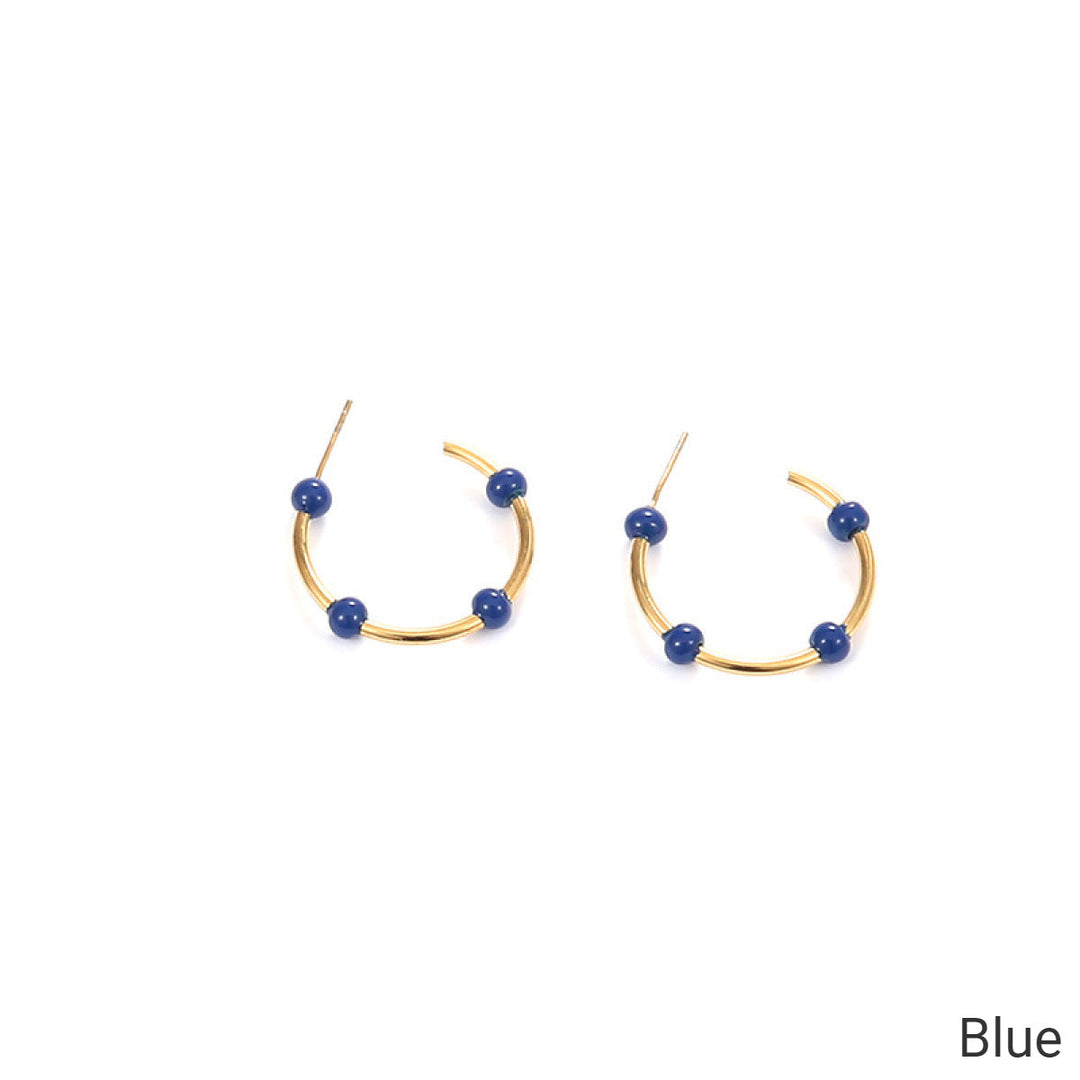 Willow Moon Retro Hand Enamel C-Shaped Hoop Earrings with Box-Hoop Earrings-Kiwidrop-[option4]-[option5]-[option6]-[option7]-[option8]-Shop-Boutique-Clothing-for-Women-Online
