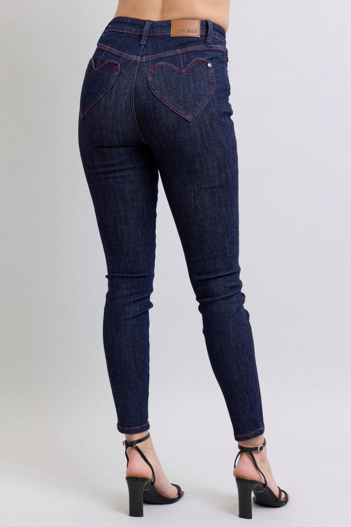 Judy Blue Heart Shaped Back Pockets Skinny Jeans-Trendsi-[option4]-[option5]-[option6]-[option7]-[option8]-Shop-Boutique-Clothing-for-Women-Online