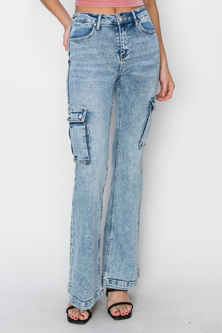 RISEN High Rise Cargo Flare Jeans-Trendsi-[option4]-[option5]-[option6]-[option7]-[option8]-Shop-Boutique-Clothing-for-Women-Online