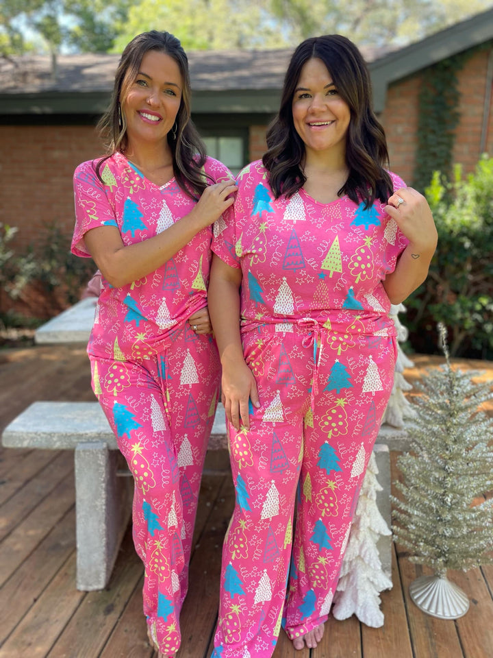 Pink Trees Pajama Set-Womens-Ave Shops-[option4]-[option5]-[option6]-[option7]-[option8]-Shop-Boutique-Clothing-for-Women-Online