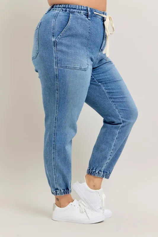 Judy Blue High Waist Denim Joggers-Trendsi-[option4]-[option5]-[option6]-[option7]-[option8]-Shop-Boutique-Clothing-for-Women-Online