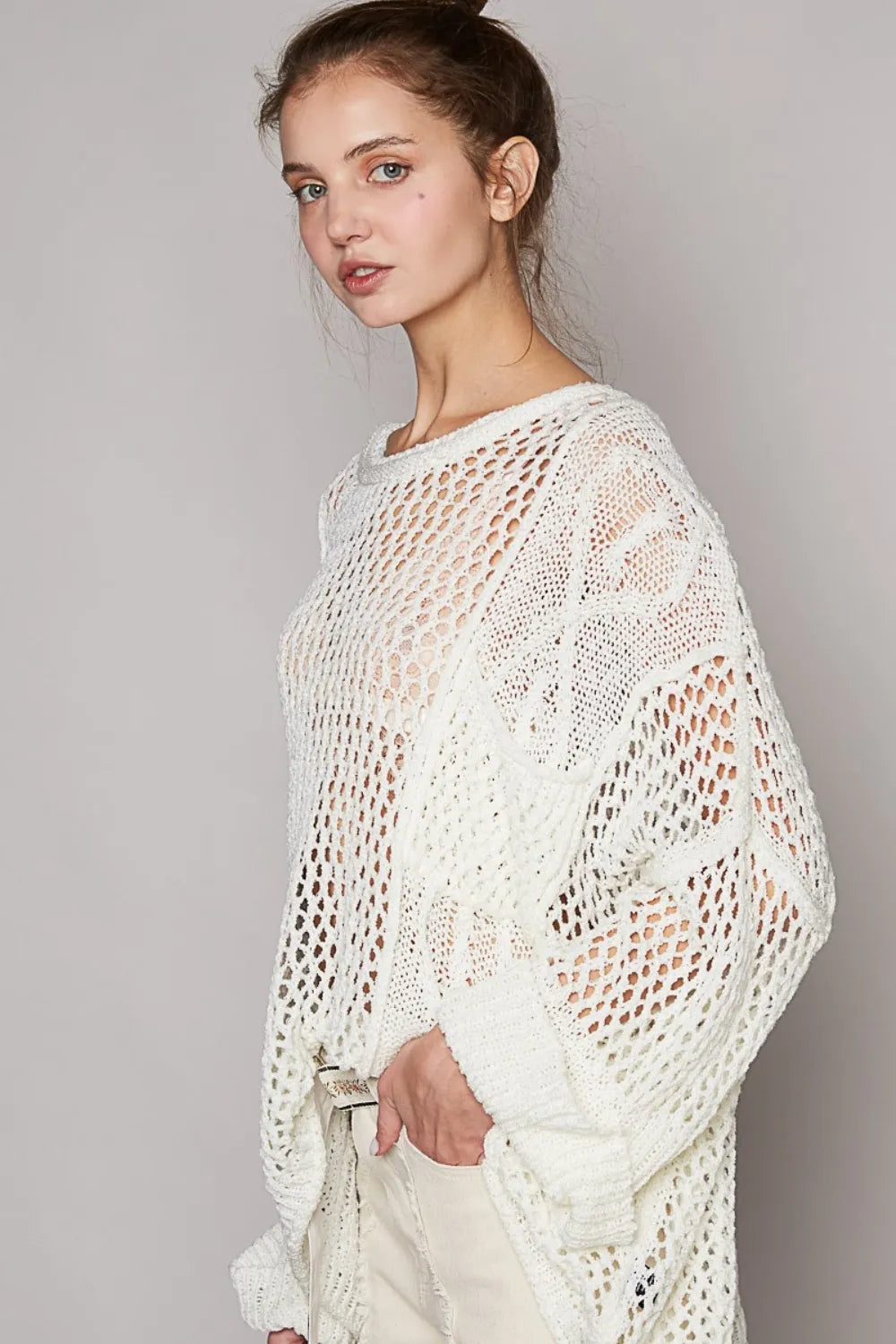 POL Openwork Long Sleeve Knit Cover Up-Cover Ups-Trendsi-[option4]-[option5]-[option6]-[option7]-[option8]-Shop-Boutique-Clothing-for-Women-Online