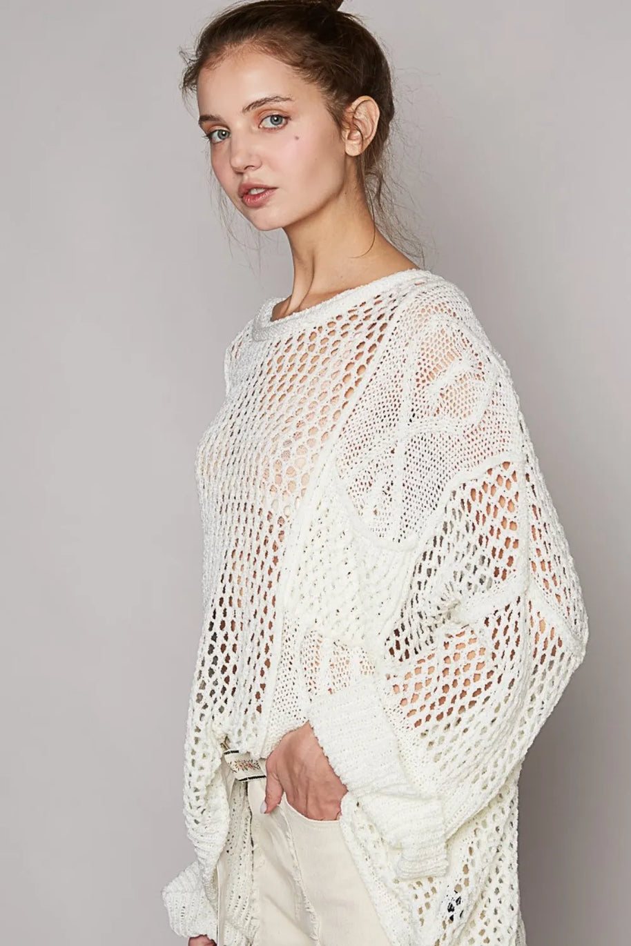 POL Openwork Long Sleeve Knit Cover Up-Cover Ups-Trendsi-[option4]-[option5]-[option6]-[option7]-[option8]-Shop-Boutique-Clothing-for-Women-Online