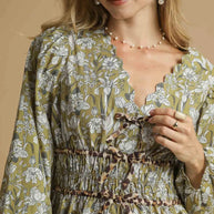 Umgee Floral Smocked Peplum Blouse with Tie Detail-Tops-Trendsi-[option4]-[option5]-[option6]-[option7]-[option8]-Shop-Boutique-Clothing-for-Women-Online