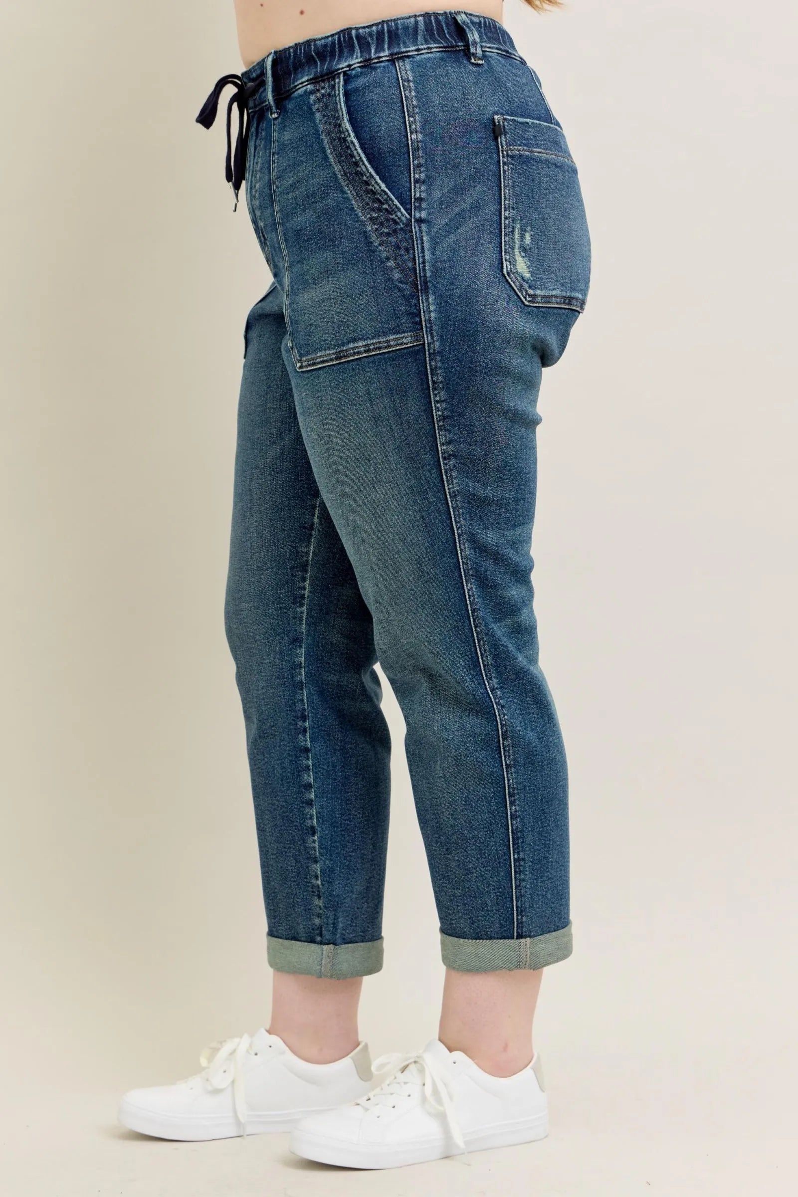 Judy Blue Full Size HW Vintage Wash Jeans w/ Drawstring-Pants-Trendsi-[option4]-[option5]-[option6]-[option7]-[option8]-Shop-Boutique-Clothing-for-Women-Online