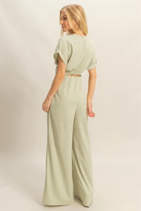 HYFVE Twisted Front Short Sleeve Top and Wide Leg Pants Set-Sets-Trendsi-[option4]-[option5]-[option6]-[option7]-[option8]-Shop-Boutique-Clothing-for-Women-Online