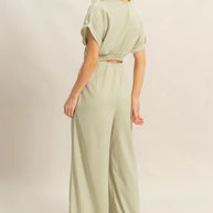 HYFVE Twisted Front Short Sleeve Top and Wide Leg Pants Set-Sets-Trendsi-[option4]-[option5]-[option6]-[option7]-[option8]-Shop-Boutique-Clothing-for-Women-Online