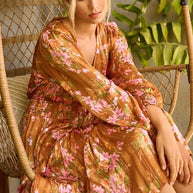 Mittoshop Flower Print Satin Lurex Stripe Smocked Midi Dress-Dresses-Trendsi-[option4]-[option5]-[option6]-[option7]-[option8]-Shop-Boutique-Clothing-for-Women-Online