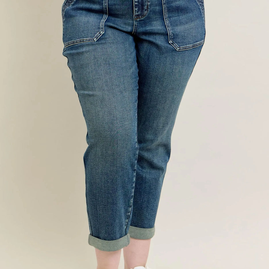 Judy Blue Full Size HW Vintage Wash Jeans w/ Drawstring-Pants-Trendsi-[option4]-[option5]-[option6]-[option7]-[option8]-Shop-Boutique-Clothing-for-Women-Online