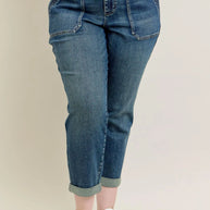 Judy Blue Full Size HW Vintage Wash Jeans w/ Drawstring-Pants-Trendsi-[option4]-[option5]-[option6]-[option7]-[option8]-Shop-Boutique-Clothing-for-Women-Online