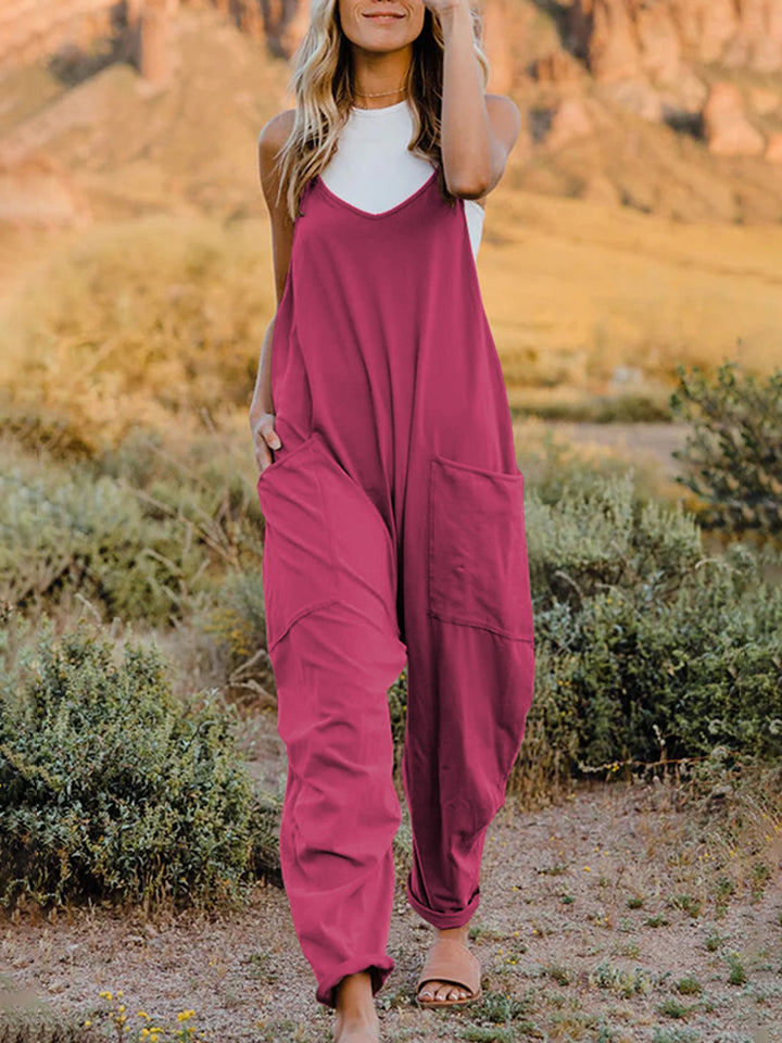 Double Take Sleeveless V-Neck Pocketed Jumpsuit-Trendsi-Hot Pink-S-[option4]-[option5]-[option6]-[option7]-[option8]-Shop-Boutique-Clothing-for-Women-Online