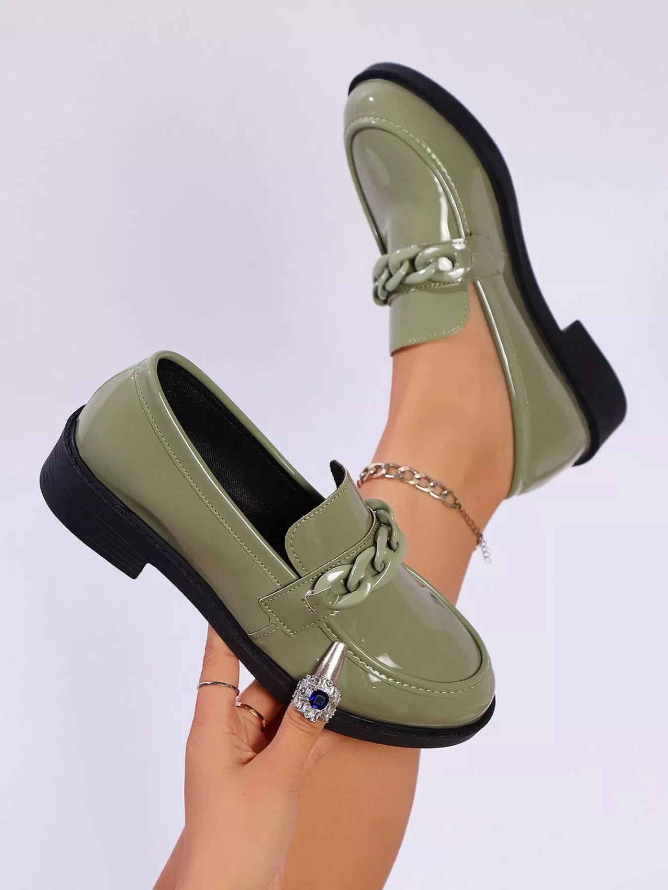 Round Toe Chain Detail Loafers-Shoes-Trendsi-[option4]-[option5]-[option6]-[option7]-[option8]-Shop-Boutique-Clothing-for-Women-Online