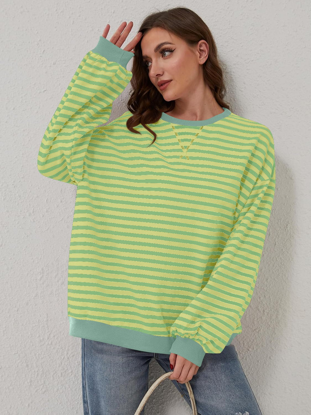 Lovelet Contrast Striped Long Sleeve Sweatshirt-Trendsi-[option4]-[option5]-[option6]-[option7]-[option8]-Shop-Boutique-Clothing-for-Women-Online