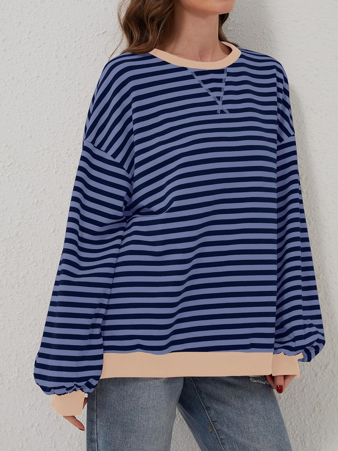 Lovelet Contrast Striped Long Sleeve Sweatshirt-Trendsi-[option4]-[option5]-[option6]-[option7]-[option8]-Shop-Boutique-Clothing-for-Women-Online