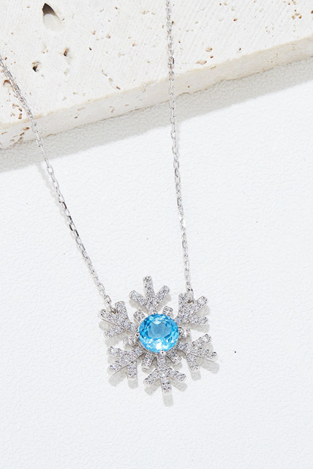 925 Sterling Silver Topaz Snowflake Shape Necklace-Trendsi-Silver-One Size-[option4]-[option5]-[option6]-[option7]-[option8]-Shop-Boutique-Clothing-for-Women-Online